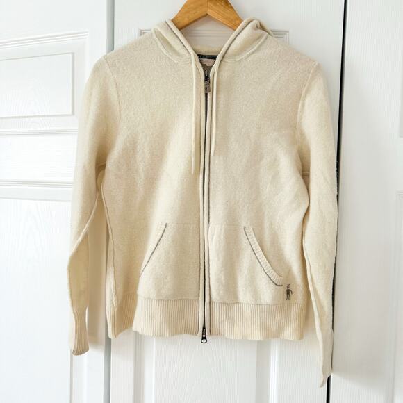 Smartwool 100% Merino Wool Zip Up Hoodie Jacket Cream Beige Women’s Large EUC - Picture 1 of 6